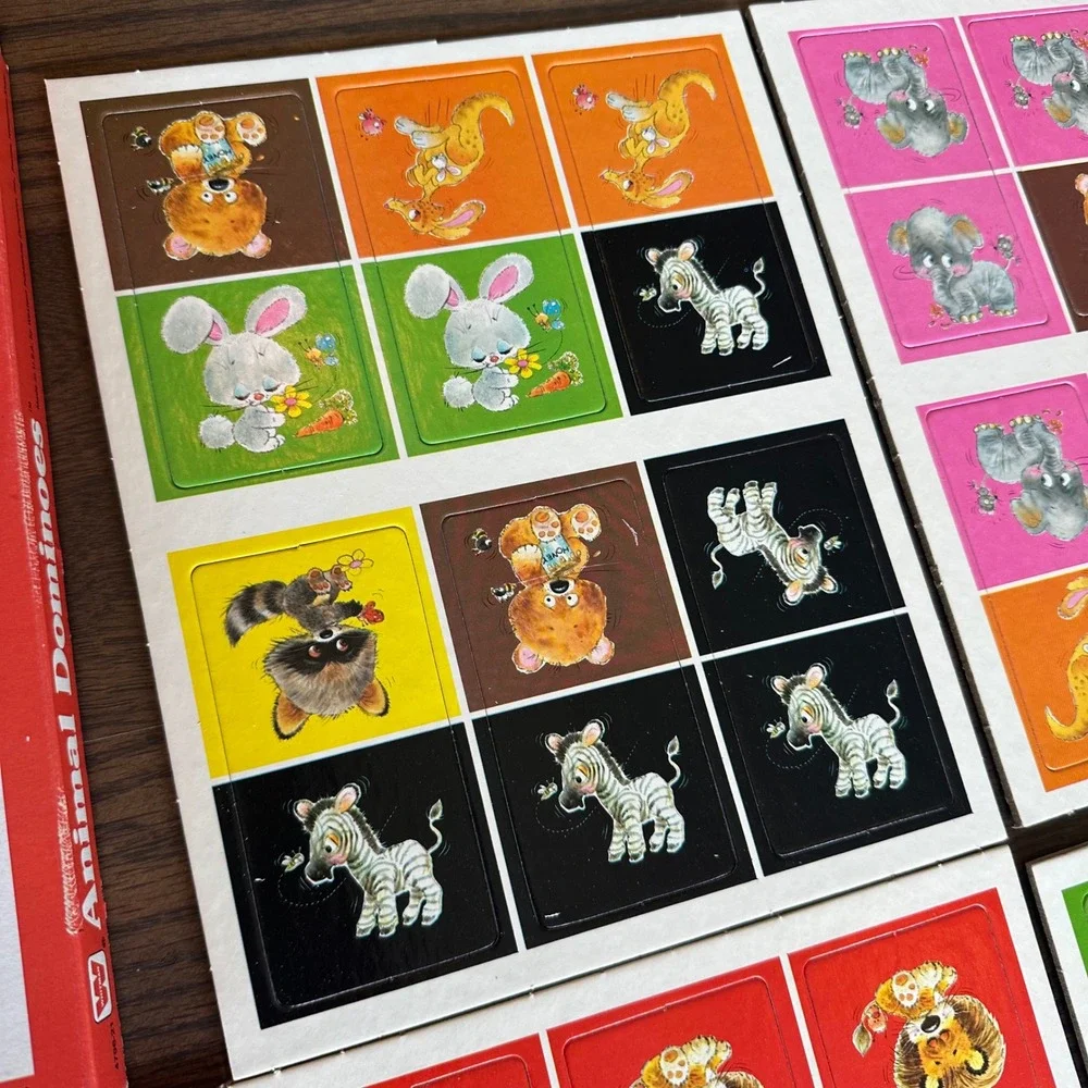 Vintage 1976 Whitman Animal Dominoes Complete Uncut Sheets Retro Kids Game NEW